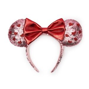 Sequin Minnie Ear Headband with Red Bow